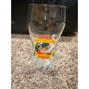 Coca-Cola Christmas 1997 Happy Holidays Santa Glass Collectible